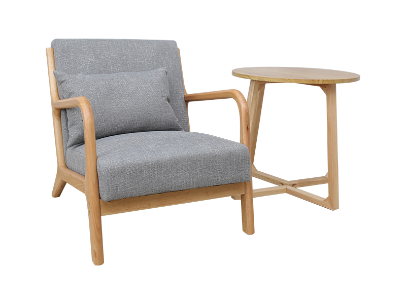 Modernong upuan ng katad-feel na may mga braso sa kahoy, upuan ng sala, panloob na kasangkapan sa YQ-K2001