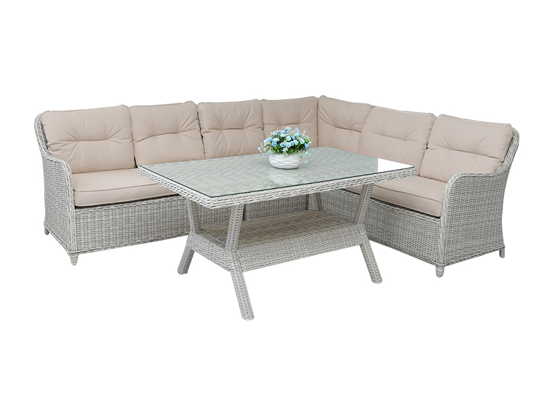 Rattan Dining Set Sofa, Panlabas na Muwebles YQR-495B