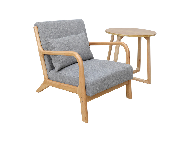 Modernong upuan ng katad-feel na may mga braso sa kahoy, upuan ng sala, panloob na kasangkapan sa YQ-K2001