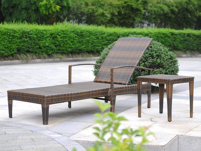 Panlabas na Rattan Lounge, Aluminum Rattan Recliner Bed, Rattan Daybed YQ-RB-409