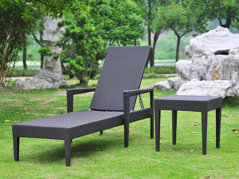 aluminyo rattan lounge, panlabas na hand-weaving daybed, synthetic rattan bed yq-rb-416