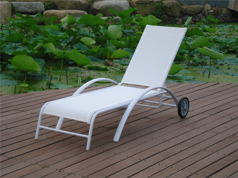 Panlabas na silid-pahingahan na may mga gulong, mesh tela lounger YQ-TB-436