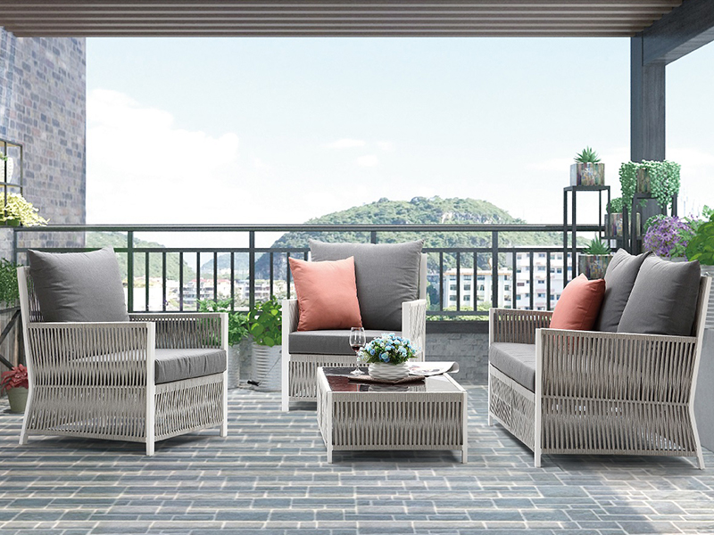 pabrika nang direktang upuan na nagtakda ng panlabas na kasangkapan sa bahay na pinagtagpi ng hardin ng lubid sofa