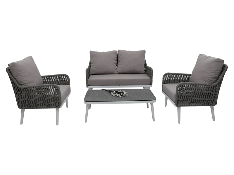 Paglilibang panlabas na kasangkapan sa hardin hardin patio aluminyo frame lubid sofa set furniture yqc-2752