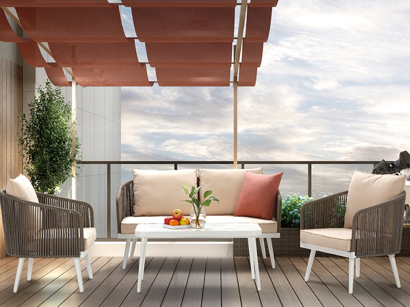 Panlabas na European Furniture Hand Woven Courtyard Garden Rope Aluminum Sofa Set YQC-2785