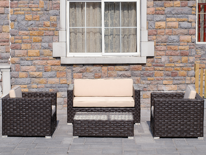 malawak na rattan weaving sofa set, panlabas na leisure sofa, 4pcs panlabas na kasangkapan yqr-124c
