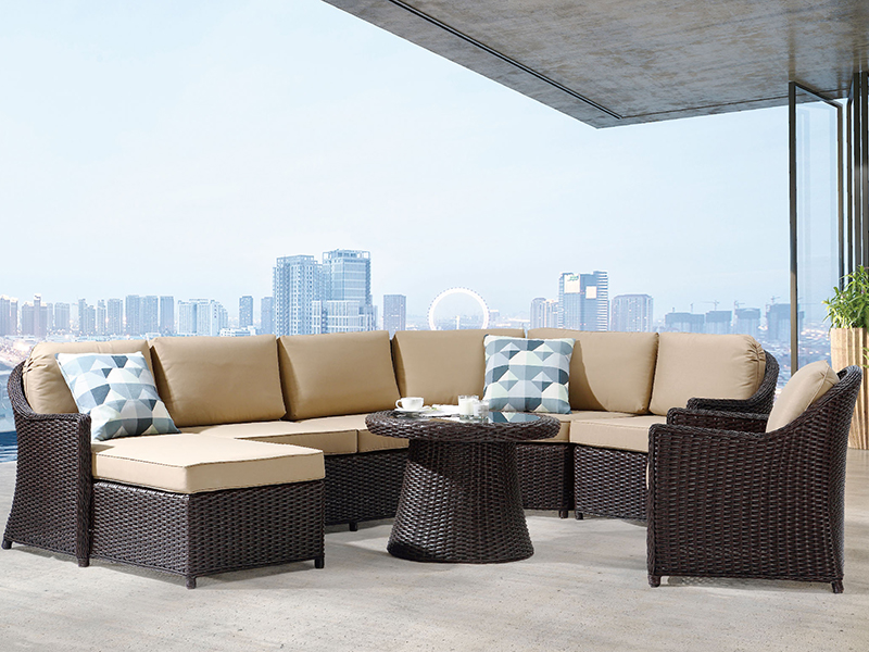 Rattan sectional sofa aluminyo frame panlabas na kasangkapan yqr-1603