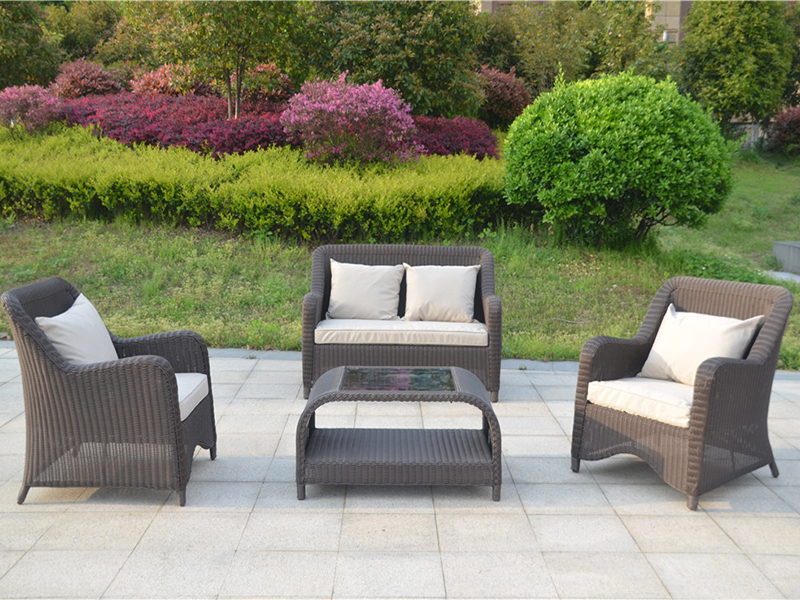 bilog na rattan weaving sofa set, hand-woven aluminyo sofa, European size sofa yqr-313