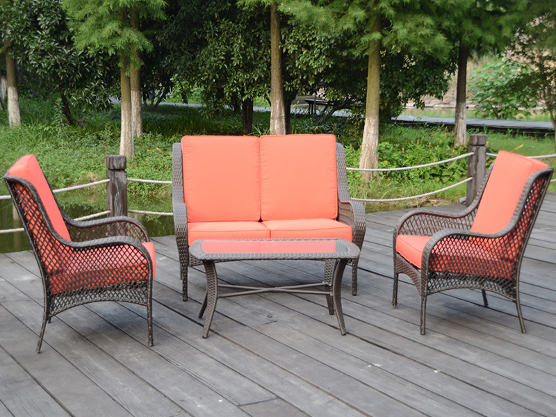 KD Design Rattan Muwebles, Malaking Sukat Panlabas na Sofa, Steel Frame Garden Set YQR-412