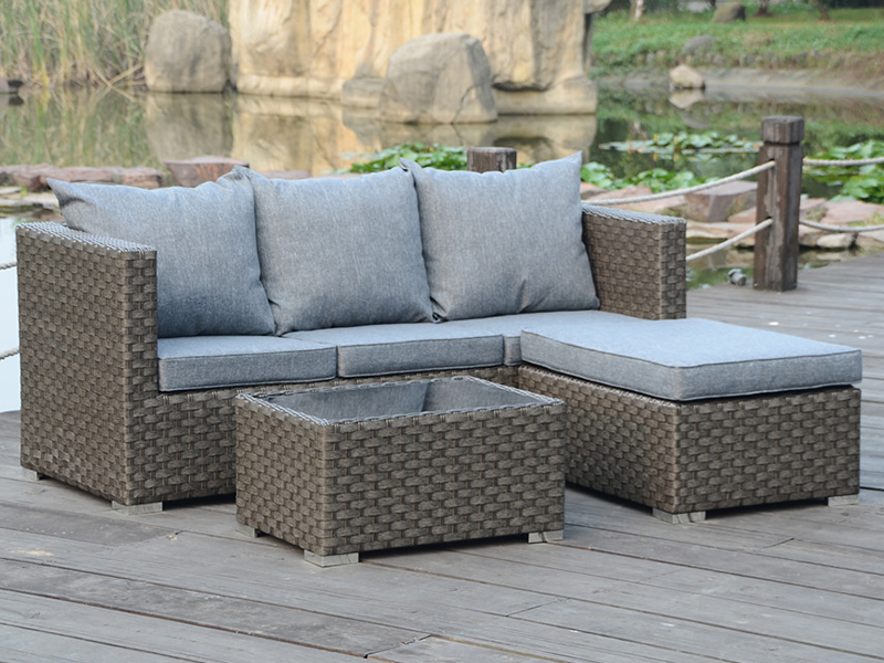 Simpleng 3PCS Rattan Sofa Set, Aluminum Frame Leisure Outdoor Furniture YQR-428