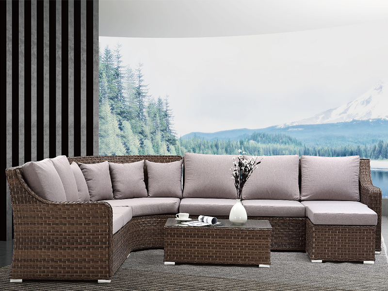 Malaking Seksyon ng Rattan Sofa, Rattan Furniture, Classical Outdoor Furniture YQR-541