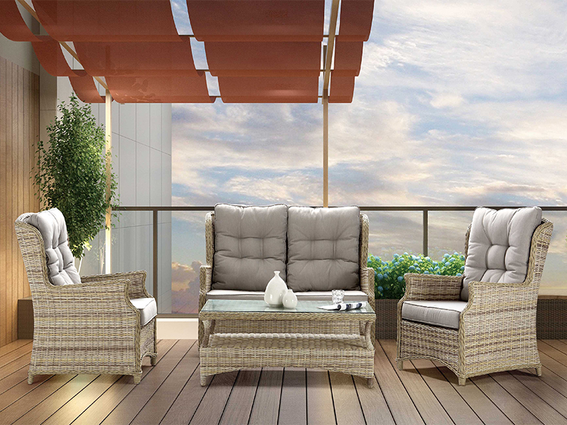 4pcs Rattan Garden Sofa Itakda ang Half Round Rattan at Round Rattan Weaving YQR-724